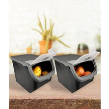 Coral 2'li Soğan Patates Saklama Kabı 12 Litre - Gri