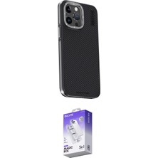 TKÇ Ieg™ Iphone 15 Pro Kılıf Kıvılcım Modern Özel Seri - Siyah Bilvis 5in1 3D Magic Cam Ekran