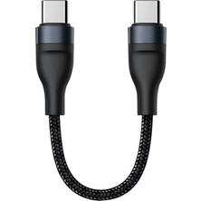 25CM 60W Süper Hızlı Pd Type C To Type C Şarj Kablosu, Kısa Halat Örgülü Kopmaz Kırılmaz Kablo