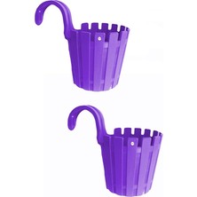 Mor Akasya Askılı Duvar Balkon Saksı 2 Adet, Askılı 2'li Mor Balkon Saksısı