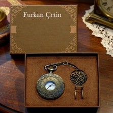 Keyfim Shop Kişiye Özel Retro Vintage Roma Rakamı Temalı Köstekli Cep Saati