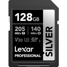 128 GB Profesyonel Gümüş Sdxc Hafıza Kartı, Uhs-I, C10, U3, V30, 4K Video, 205/140 Mb/s'ye Kadar Okuma/yazma, Profesyonel Fotoğrafçı, Video Görüşçü, Meraklısı (LSDSILV128G-BNNNU)
