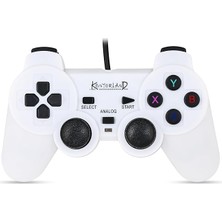 Kablolu Pc Gamepad – D-Input & X-Input Destekli Çift Titreşimli USB Oyun Kolu (Beyaz)