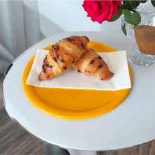 Metal Tepsi Metal Tabak 6 Adet Yuvarlak Çay ve Kahve Sunum Tepsisi Sunumluk Tabak 17 cm Sarı 17 x 17