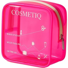 Kapısı Şeffaf Makyaj Malzemeleri Çantası Mini Organizer Poschette (Pembe)