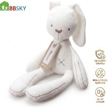 Bbsky Özel Tasarım Asimetrik Kulaklı Tavşan - Bebek Ilk Uyku Arkadaşı 0+ Ay, Bpa Içermez Premium Peluş Oyuncak (Pembe ve Beyaz Renk Seçeneği)