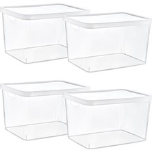 4'lü Set Stafi Çok Amaçlı Kapaklı Kutu Şeffaf 18 Lt - Şeffaf, Çok Amaçlı Kapaklı Kutu, Ev-Ofis-Depo Için, Kapaklı Saklama Kutusu