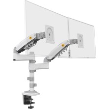 Nb H180 Çift Kol Profosyonel Amortisörlü 17"-27" Uyumlu Monitör Standı (Beyaz)
