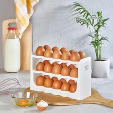 Yumurtalık Buzdolabı Raf Düzenleyici – 30’lu Yumurta Kutusu | 3 Katlı Yumurta Organizeri, Şeffaf ve Yer Tasarruflu Saklama Kabı (22CM*12CM*26CM)