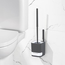 2027 Pratik Temizlik Tuvalet Fırçalığı Banyo Tuvalet Fırçası Wc Fırçası - Antrasit Beyaz