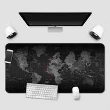 Boy 90X40 Xxl Dünya Desenli Mouse Pad Kauçuk Kaymaz Alt Taban Yumuşak Kumaş Oyuncu Mousepad Bilgisayar ve Dizüstü Notebook Uyumlu