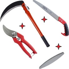 Bağ Bahçe Ağaç Dal Çalı Tarla Ot Kesme Seti Tırpan Orak Budama Makas Lazer Testere Bileme Taşı