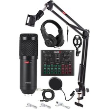 BM800 Live Head Set Efektli Ses Kartı Mikrofon Kulaklık Stand Kayıt Canlı Yayın Seti (Pc ve Telefon)