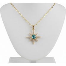 Sepet Pazarola 316L Çelik Gold Kararmaz Kutup Yıldızı Zirkon Taşlı Işıltılı Kolye - Kuzey Yıldızı Şans Kolyesi