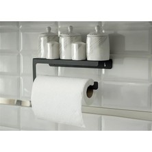 Dekoratif Mat Siyah Metal Bahartatlık Raflı Havluluk&havlu Tutucu&kağıt Havluluk.