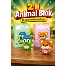 Lele Brother Kobe 2’li Mini Bricks Blok Seti – Timsah & Ayı 3D Puzzle Yapboz Benzeri  | 294 Parça | Sevimli Koleksiyon Figürleri