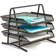 Evrak Rafı 3 Lü 1 Paket Masa Üstü A4 Dosya Düzenleyici Kağıt Tepsisi Fileli Üç Katlı Hareketli