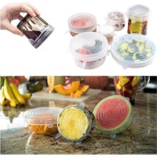 Akcakese 6 Adet Silikon Streç Kapak Tabak Bardak Gıda Bonesi Silikon Vakum Tencere Kapağı Tazeliği Korur