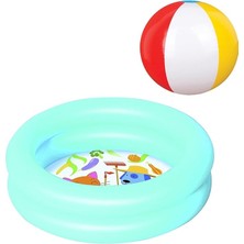 Plaj Topu Hediyeli- 51061, 2 Boğum Şişme Zemin Bebek HAVUZU,61X15 cm (Mavi)