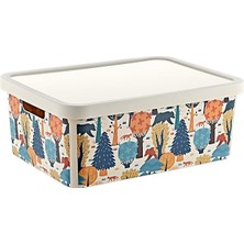 Stafi Desenli Çok Amaçlı Kapaklı Kutu 12 Lt Jungle
