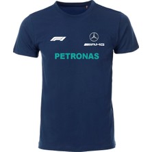 Etifa Tekstil Unisex Lacivert %100 Pamuk Regular Fit Tişört – Mercedes Amg F1 Baskılı, Çift Taraf Baskı, Spor T-Shirt