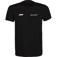Etifa Tekstil Unisex Siyah %100 Pamuk Regular Fit Tişört – Mclaren Baskılı,  Günlük & Spor T-Shirt