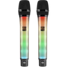 Nemere Profesyonel Kablosuz Uhf 2 Mikrofonlu Set Rgb - Siyah Wx-82