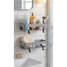 MAİN SHOP Main Shop 2'li Düzenleyici Yapışkanlı Mutfak ve Banyo Rafı, Şampuan, Sabun, Duş Jeli Antrasit Renk M-160