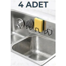 MAİN SHOP 4 Adet Siyah Çelik Bulaşık Sünger Tutucu Bulaşık Süngeri Tutacağı 3 M Askı Yapışkanlı Paslanmaz M- Sng1