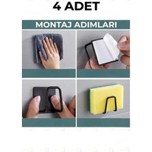 MAİN SHOP 4 Adet Siyah Çelik Bulaşık Sünger Tutucu Bulaşık Süngeri Tutacağı 3 M Askı Yapışkanlı M- Sng1