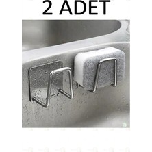 MAİN SHOP 2 Adet Gümüş Renk Bulaşık Süngeri Tutacağı Paslanmaz Çelik Yapışkanlı Sünger Tutucu Çok Amaçlı Askı M- Sng1