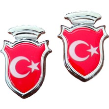 Türk Bayraklı  Arma Damla Etiket Kırmızı 2'LI