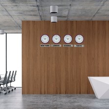 ForWhat Büro Ev Ofis Dekoru Için 4ADET 36CM Pembe Modern Tabelalı Küresel Duvar Saati Seti