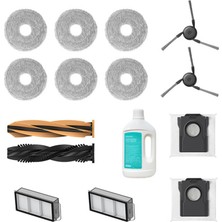 Dreame Robot Süpürge Aksesuar Seti 1 x Ana Fırça (Trobowave™ Dolanma Önleyici Ikili Fırça) + 2 x Yan Fırça  + 2 x Toz Torbası  + 2 x Toz Kutusu Filtresi  + 3 x Paspas Pedleri (6 Adet)  + 1  x Temizlik