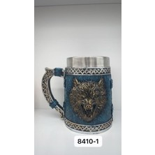 Skygo Büyük Boy Mavi Kurt Motifli Çelik Kupa Kod 8410-1