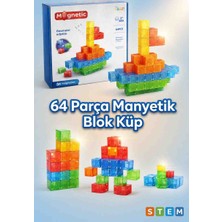 Halley 64 Parça – Manyetik Blok Seti - Eğitici Mini Mıknatıslı Yapı Küpleri (2x2 Cm) - 64 Parça Şeffaf Mıknatıslı Küp