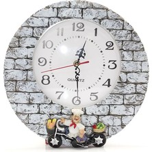 Najmaddin Duvara Asmalı Aşcı Tasarımlı Polyester Saat ALK1542 Najmaddin Ynt