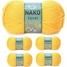 Najmaddin 5 Adet Vizon Premium Akrilik El Örgü Ipi Yünü Renk NO:184 Sarı Tedarik Najmaddin