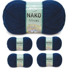Najmaddin 5 Adet Vizon Premium Akrilik El Örgü Ipi Yünü Renk NO:148 Lacivert Tedarik Najmaddin