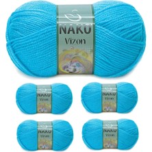 Najmaddin 5 Adet Vizon Premium Akrilik El Örgü Ipi Yünü Renk NO:235 Nazar Boncuğu Tedarik Najm