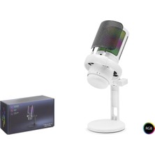 Nemere Profesyonel Gaming Rgb Mikrofon 192 Khz / 24 Bit Type-C - Beyaz ME6PW