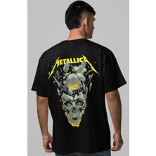 Sevbano Metallica Rock Metal Müzik Grubu Sırt Baskılı Unisex Oversize Tişört