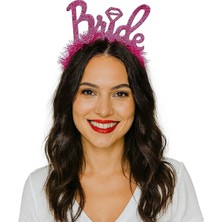 Pileli Store Fuşya Renk Bekarlığa Veda Italik Yazı Alyanslı Bride Taç