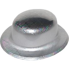 Pileli Store Gümüş Renk Hologramlı Plastik Yuvarlak Melon 27X24 cm