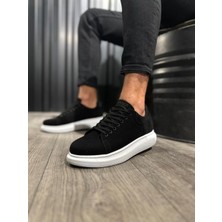 Bigelal Yüksek Taban Günlük Ayakkabı Siyah Süet (Beyaz Taban)