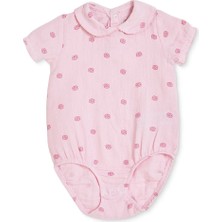 Hellobaby Kız Bebek Body Çiçek Baskılı Çıtçıtlı Bebe Yaka Kısa Kol