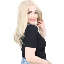 Bigelal Kahkülsüz Fiber Sen Orta Boy Düz Peruk / Balköpüğü / Platin Röfleli