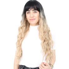 Bigelal Perçemli Uzun Su Daası Fiber Sen Peruk / Siyah / Balköpüğü Ombreli