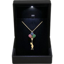 Söğütlü Silver 925 Ayar Gümüş Kolye Özel Işıklı Mücevher Kutulu Altın Kaplama Balonlu Kız Kolye SGTL13344GOLD