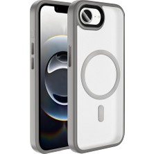 Spia iPhone 17E Kılıf Mat Arka Yüzey Wireless Şarj Özellikli Zore Flet M-Safe Kapak - Titanyum-Gri